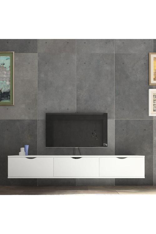Sebu 180 Tv Sehpası Tv Ünitesi Duvara Monte Beyaz