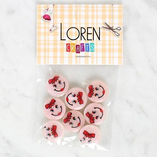  Crafts 8'li Gülen Yüz Düğme - 1019