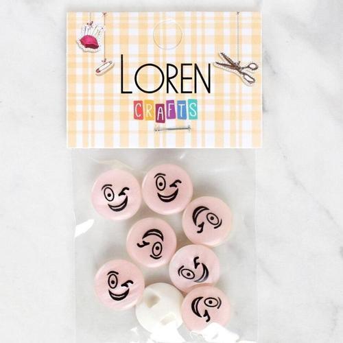  Crafts 8'li Gülen Yüz Düğme - 1024