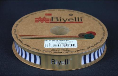 Biye Kalın Çizgili Katlı F04 Lacivert 2 cm 25 Metre %65 Koton %35 Polyester