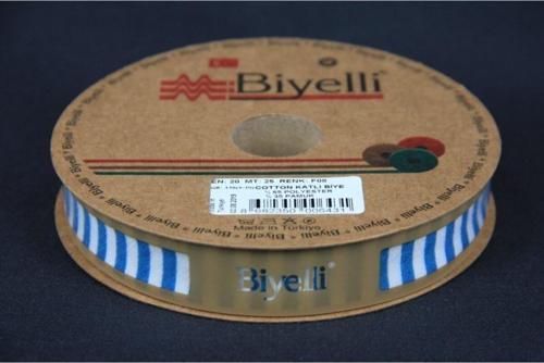 Biye Kalın Çizgili Katlı F08 Petrol 2 cm 25 Metre %65 Koton %35 Polyester