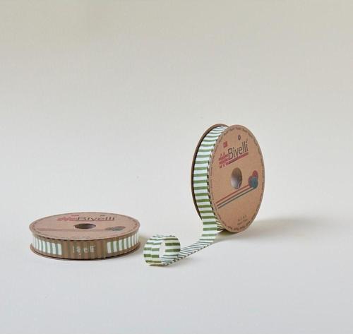 Biye Kalın Çizgili Katlı F12 Yeşil 2 cm 25 Metre %65 Koton %35 Polyester