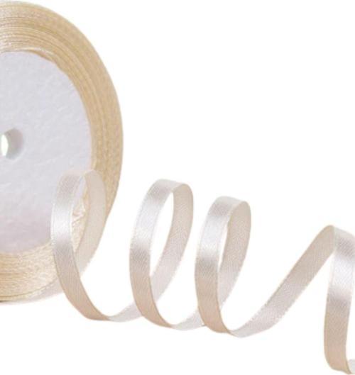 Saten Kurdele 3 mm Krem 1 Metre