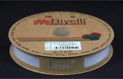 Biye Koton Katlı D29 Gri 2 cm 25 Metre %65 Koton %35 Polyester