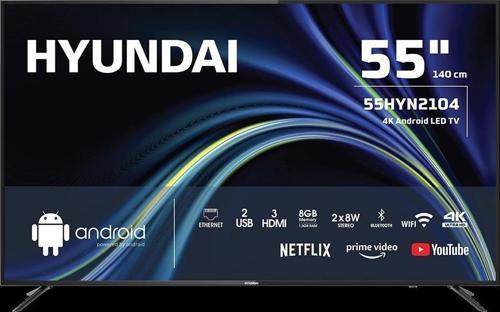 Hyundaı 55hyn2104, 55" 140cm, 4k Ultra Hd, Dahili Wi-fi, Dahili Uydu Alıcılı, Android Led Televizyon