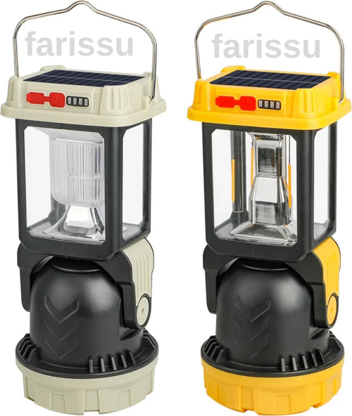 Çok Fonksiyonlu Şarjlı Kamp Lambası Feneri - Güneş Enerjili, Powerbank Özellikli, 4 Modlu, Suya Dayanıklı