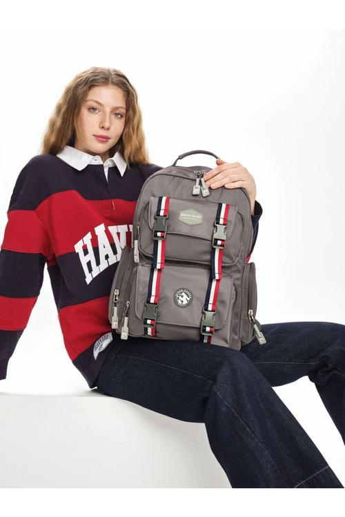 07pc1004 Unisex Çok Gözlü Okul ve Günlük Sırt Çantası Gri