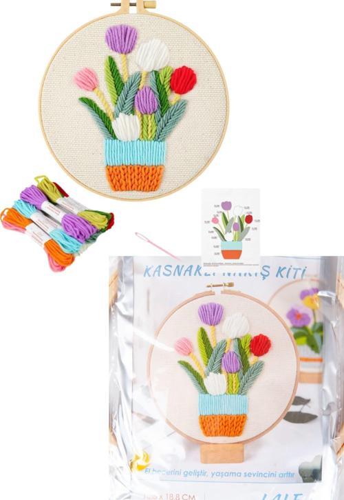 Nakış Kitleri Kasnaklı 13.5 X 18.8 cm Lale