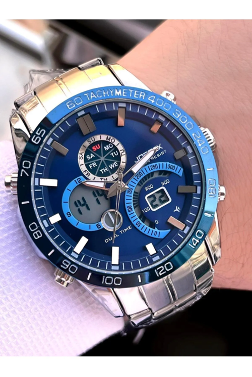 Çelik Kordon Dijital Ve Analog 2 Yıl Garantili 3 Atm Suya Dayanıklı Erkek Kol Saati JOE.CL02