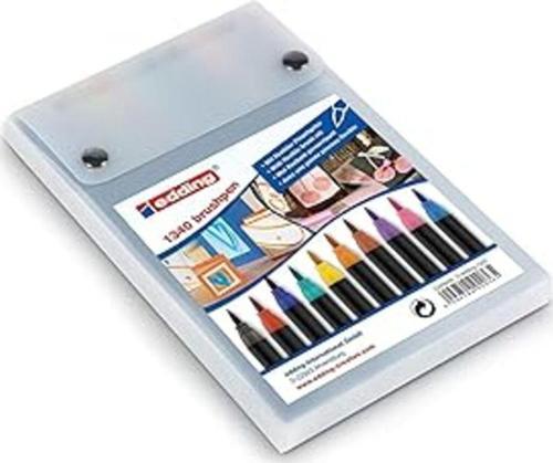 Edding 1340 Fırça Uçlu Keçeli Kalem - 10'Lu Set - Renkli, Parlak, Narin Renkler - Esnek Fırça Ucu