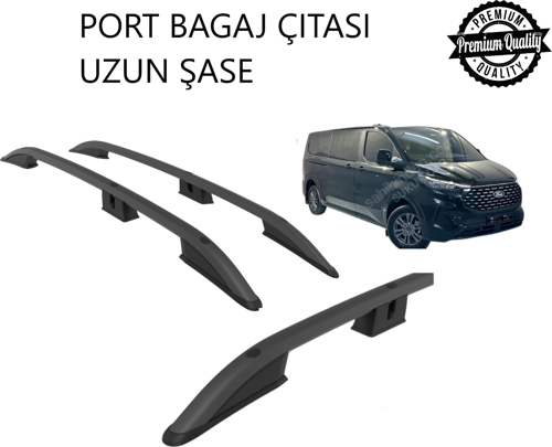 E - TRANSİT CUSTOM ELEKTİRİKLİ UZUN ŞASE 2025 2026 2027 PORTBAGAJ TAVAN ÇITASI SİYAH