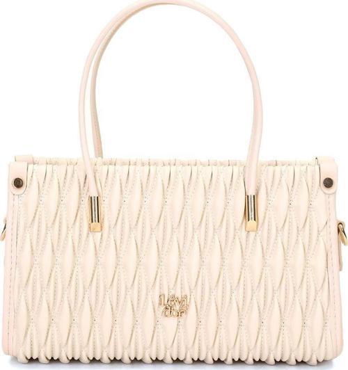 930515 Kabartmalı Baklava Desen Kadın El Çantası Krem