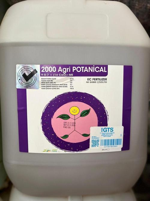2000 Agri Potanical 9-0-7 Sıvı Nk Gübre 20 Litre