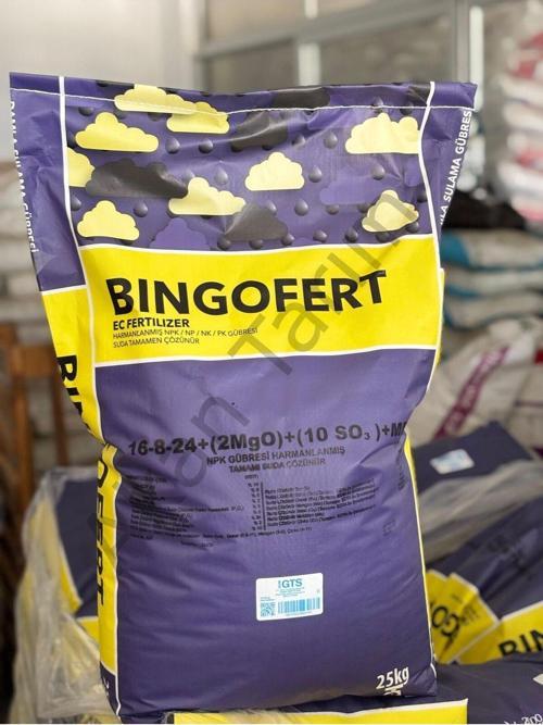 Bingofert 16-8-24 Klorsuz Npk Damlama Gübresi | 25 Kg