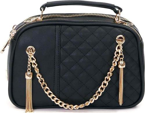 930539 Kadın Zincir Saçak Detaylı Omuz Çantası Siyah