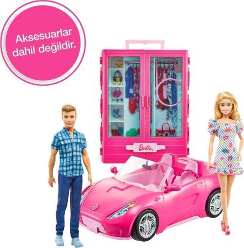 ve Ken Bebekler Araç ve Barbie Kıyafet Dolabı Oyun Seti GVK05