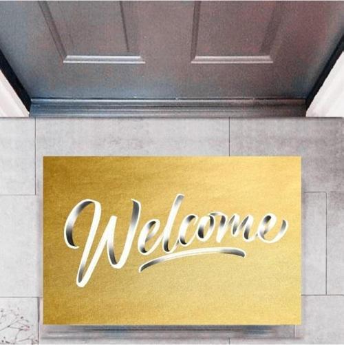 Kapı Önü Paspası Dekoratif Dijital Baskı Welcome P-2324