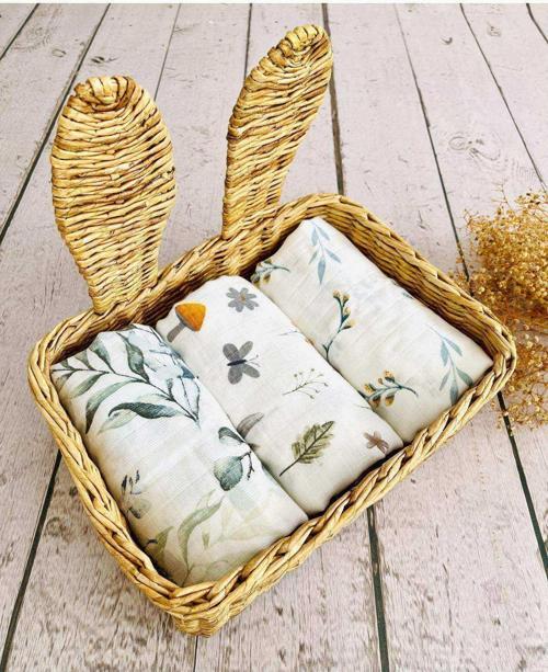 3 Adet 110x110 Çok Amaçlı Müslin Bezi Örtü Battaniye