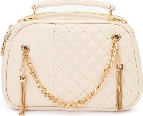 930539 Kadın Zincir Saçak Detaylı Omuz Çantası Krem