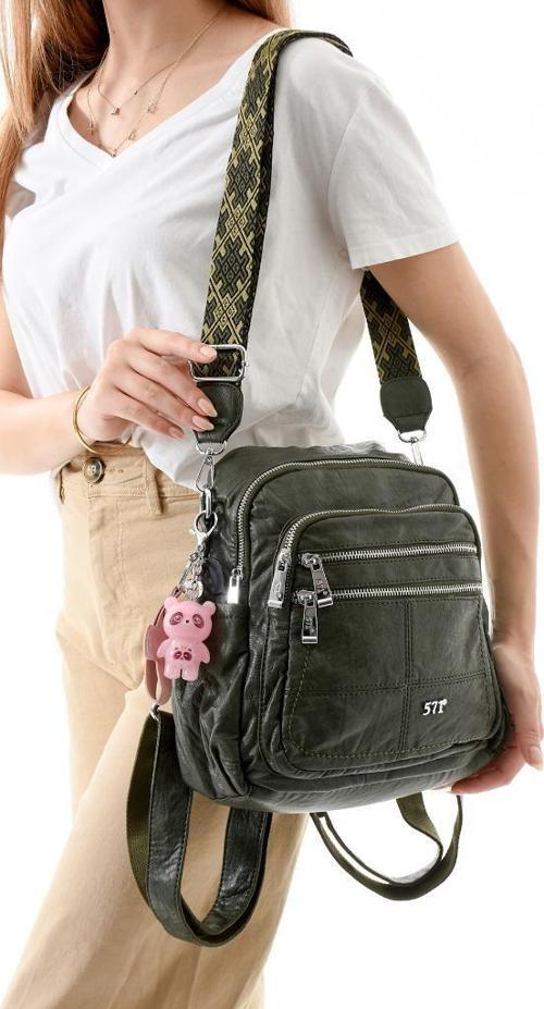 Y.S.Deri Kadın Sırt Çantası 25*23 Cm Vegan Deri İster Sırt İster Omuz Işıklı Charm Çapraz Çanta