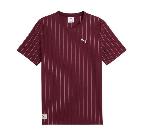 688220-96 Puma Class Striped Tee Erkek T-Shirt Bordo