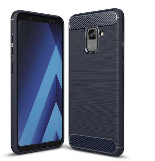 Samsung Galaxy A8 2018 ile Uyumlu Kamera Korumalı Darbe Önleyici Carbon Brushed Silikon Kılıf