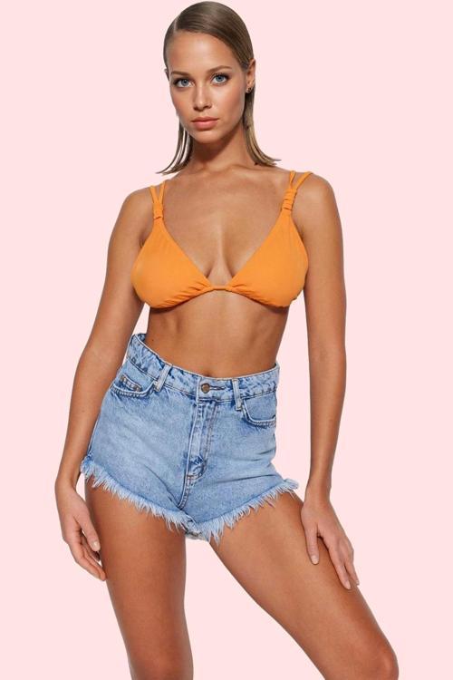 Kadın Denim Şort Yüksek Bel Straight Kalıp Pamuk Yaz Aylarının Vazgeçilmezi Günlük Kullanım