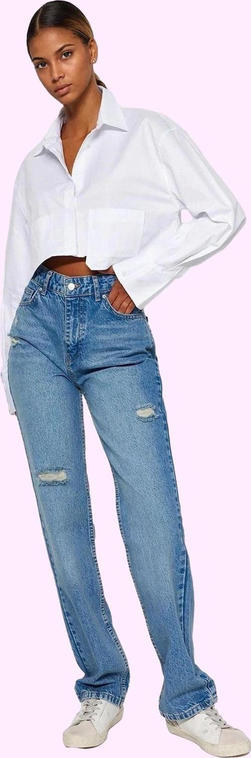 Kadın Yüksek Bel Geniş Paça Uzun Jean Pamuklu Günlük Stil Hafta Sonu Yaz Aylarının Vazgeçilmezi