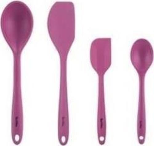 VİŞNE RENKLİ SİLİKON 4LÜ KAŞIK VE SPATULA SETİ