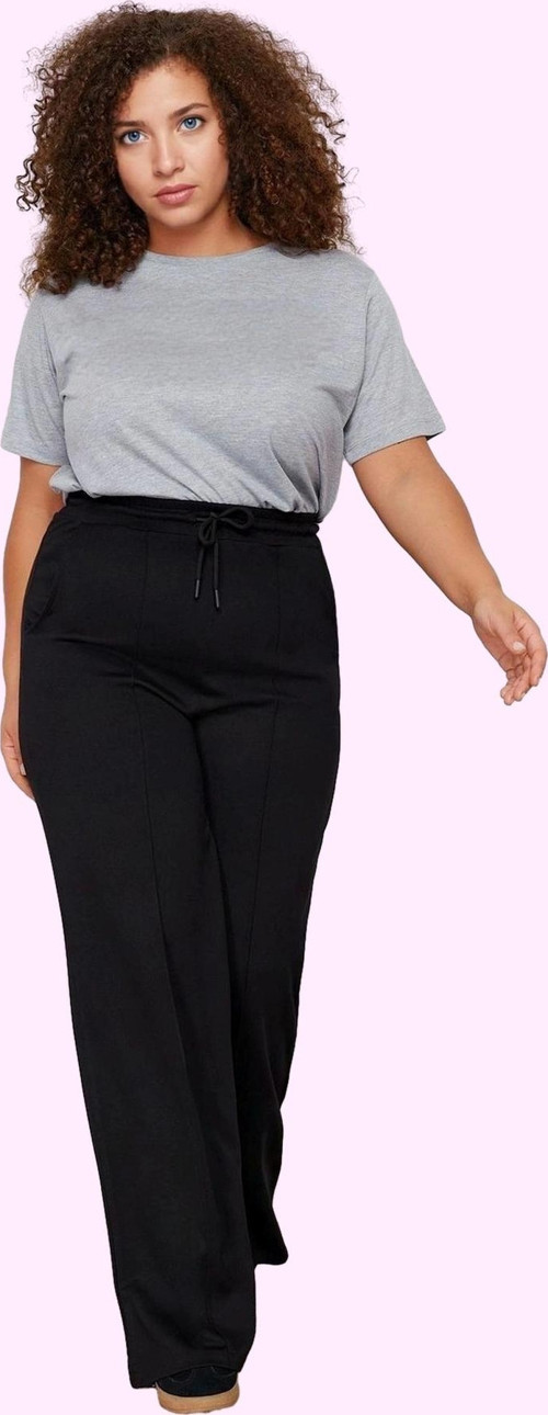 Kadın Yüksek Bel Geniş Paça Örme Pantolon Düz Desen Rahat Günlük Yaz Aylarının Vazgeçilmezi