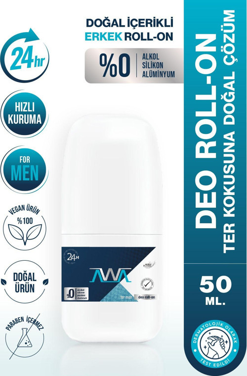 Doğal İçerikli Avva Deo Roll-on for Men 50 ml - Tüy Azaltma Etkili