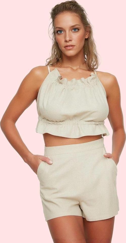 Kadın Keten Karışımlı Normal Bel Boru Paça Plaj Şort Yaz Aylarının Vazgeçilmezi Günlük Kullanım