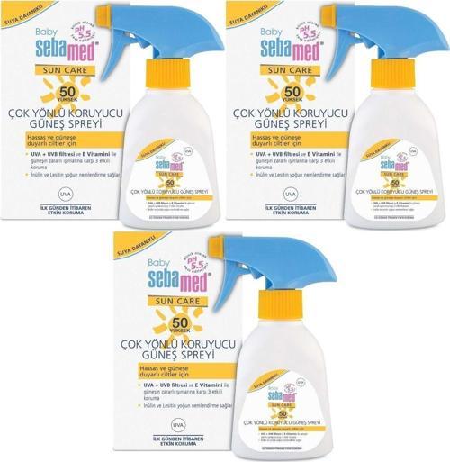 Sun Care Bebek Güneş Losyonu Kremi Sprey 50 Faktör 200ml (HASSAS CİLTLER IÇİN) (3 LÜ SET)