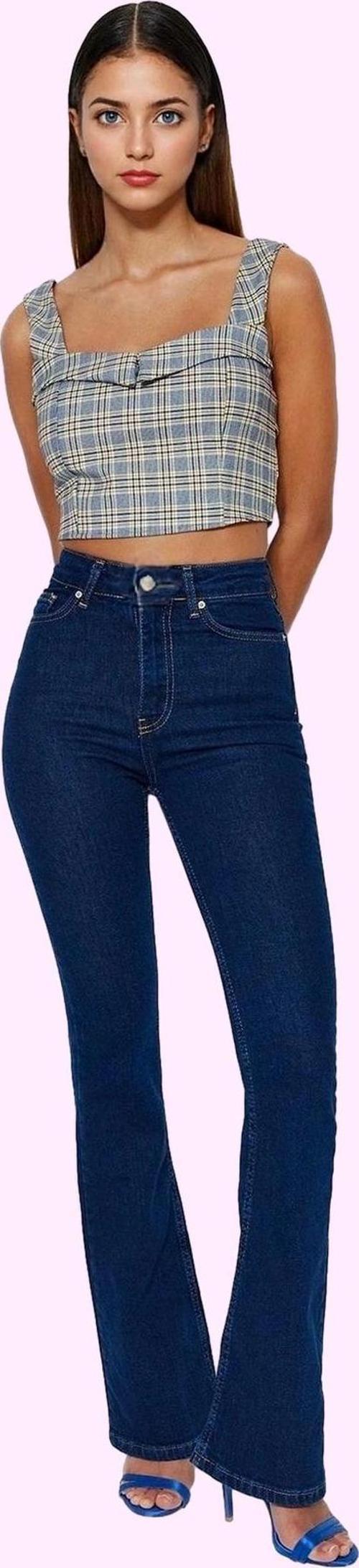 Kadın Yüksek Bel Uzun Boy Flare Jean Denim Günlük Kombinler Hafta Sonu Yaz Aylarının Vazgeçilmezi