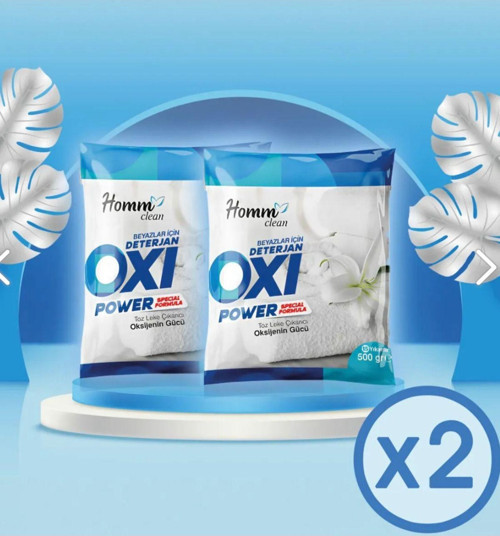 HOMM CLEAN OXI Power Beyazlar İÇİN 500 gr Leke Çıkarıcı 2 ADET