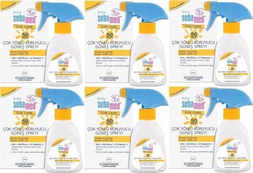 Sun Care Bebek Güneş Losyonu Kremi Sprey 50 Faktör 200ml (HASSAS CİLTLER IÇİN) (6 LI SET)