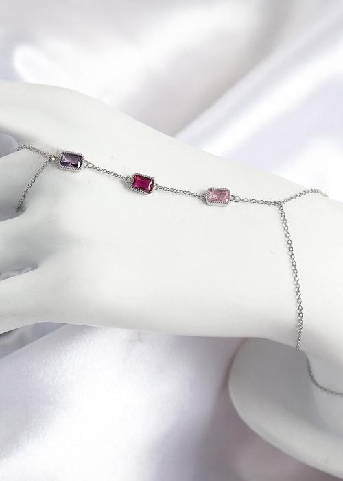 Pirinç Renkli Zirkon Taşlı Dikdörtgen Model Gümüş Renk Kadın Şahmeran