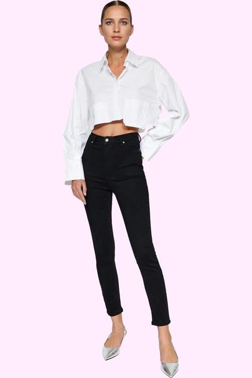 Kadın Skinny Jegging Yüksek Bel Dar Paça Regular Boy Denim Günlük Yaz Aylarının Vazgeçilmezi