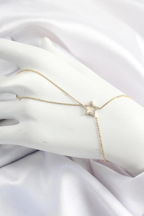 Pirinç Gold Renk Zirkon Taşlı Yıldız Model Şahmeran SL12453