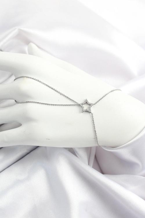 Pirinç Gümüş Renk Zirkon Taşlı Yıldız Model Şahmeran SL12452