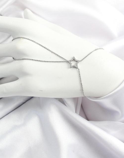 Pirinç Gümüş Renk Zirkon Taşlı Yıldız Model Şahmeran SL12452