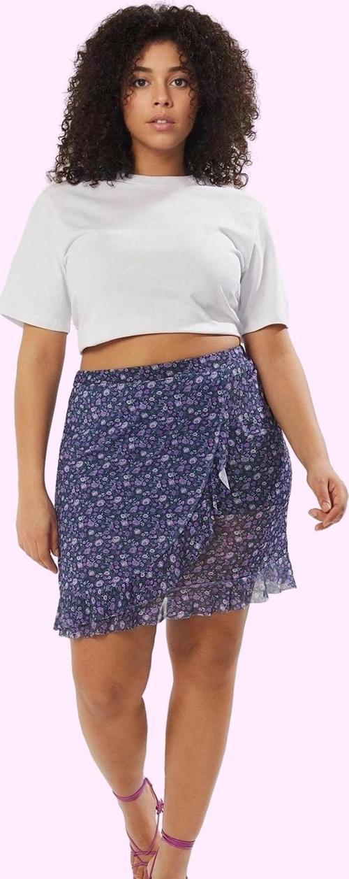 Kadın Mini Boy Çiçekli Desenli Örme Etek Büyük Beden Günlük Kombinler Yaz Aylarının Vazgeçilmezi