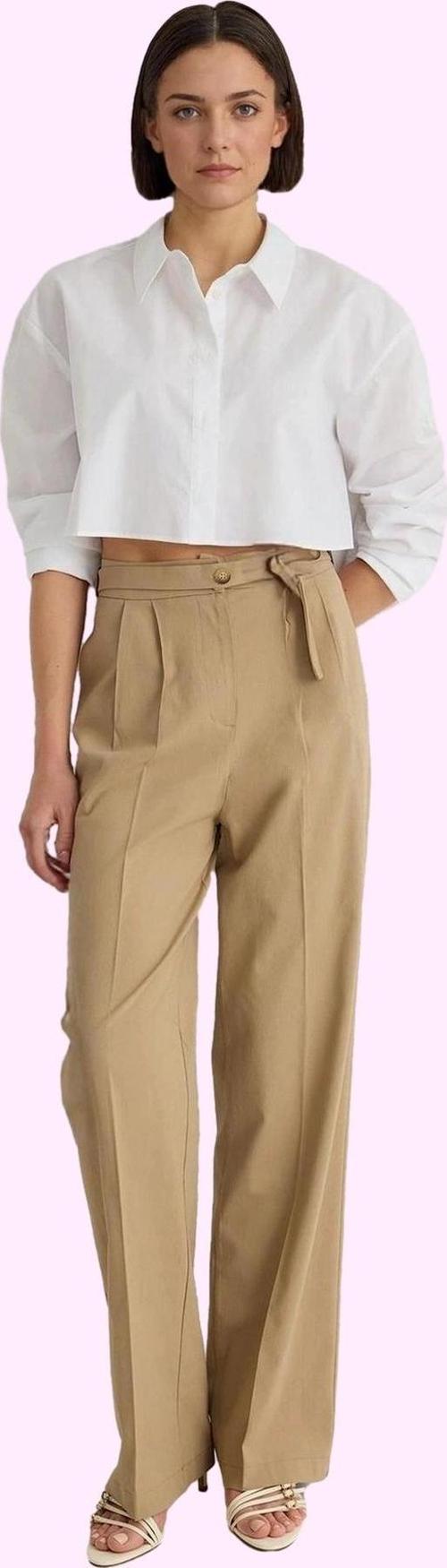 Kadın Yüksek Bel Geniş Paça Straight Pantolon Düz Desen Astarsız Yaz Aylarının Vazgeçilmezi