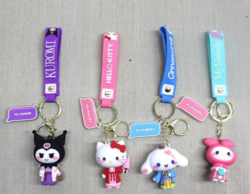 Büro Ev Ofis Hediyesi için Silikon Kuromi Hello Kitty Anahtarlık