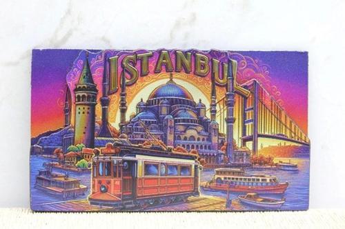 Büro Ev Ofis Hediyesi için İstanbul Hatırası Tarz Ahşap Magnet