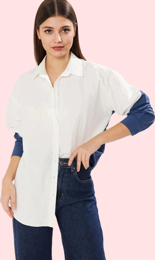 Kadın Pamuklu Dokuma Gömlek Uzun Kollu Regular Boy Oversize Kalıp Yaz Aylarının Vazgeçilmezi