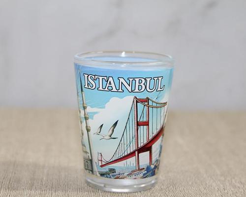 Büro Ev Ofis Hediyesi için İstanbul Hatırası Cam Model Shot Bardak