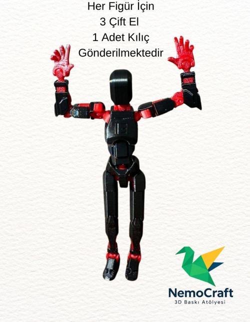 Lucky 13 Oynar Eklemli Robot Figür Dumy Oyuncak Siyah Kırmızı 14Cm