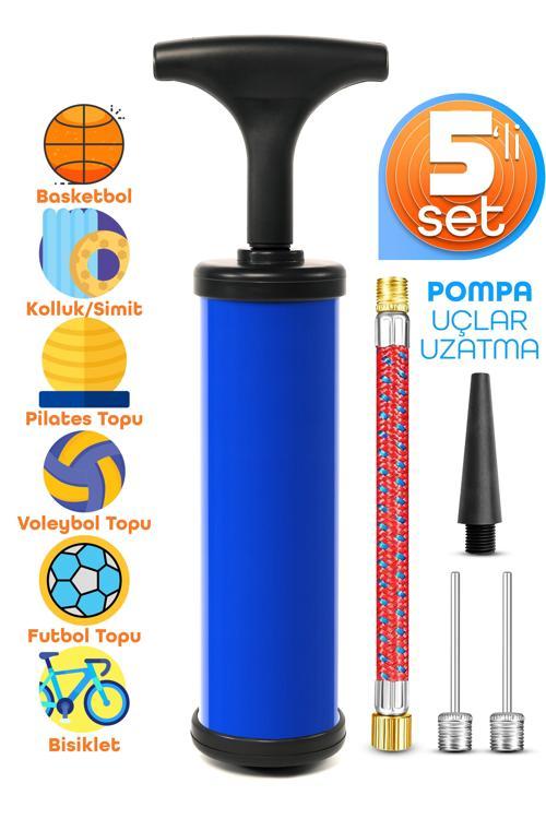 5li Şişirme Pompa Seti Futbol Bisiklet Pilates Topu Şişme Yatak Simit Kolluk Şişirme Pompası 20cm