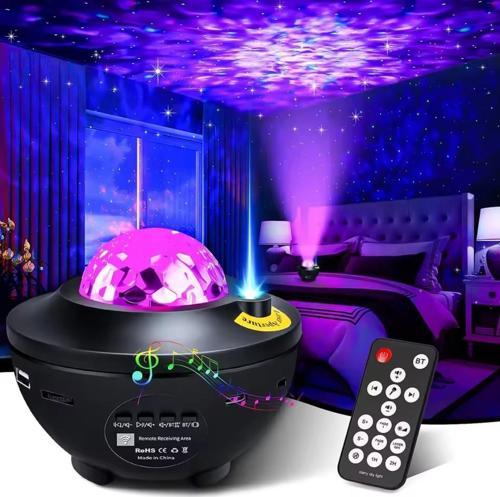 BLUETOOTHLU HOPARLÖRLÜ MÜZİKLİ PROJEKTÖRLÜ LED IŞIK YANSITMALI ÇOCUK BEBEK ODASI GECE LAMBASI  